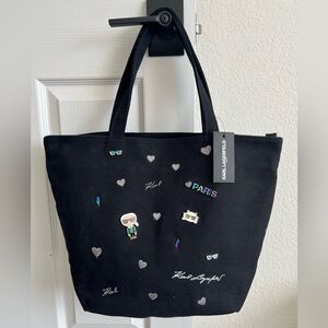 Karl Lagerfeld Cotton Tote with Character Accents